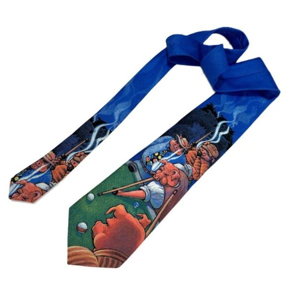 Pigs Playing Pool Unique Novelty Necktie 1994 Vintage - Picture 2 of 9